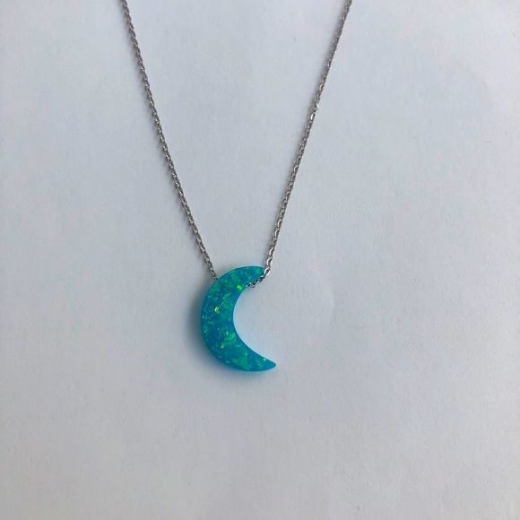 Opal moon necklace Light blue - Picture 2 of 5